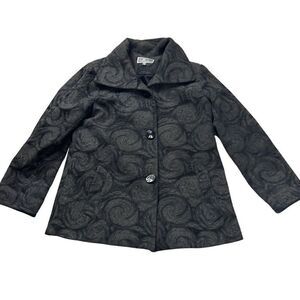 JM Collection Women's Dark Gray 3/4 Sleeve Floral Winter Coat Jacket Medium